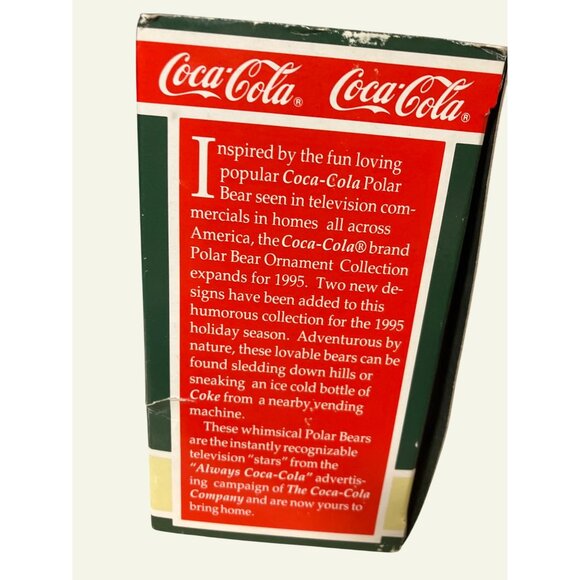 Coca Cola Polar Bear Collection Ornament Bear on Snowboard 1995 - Picture 4 of 13